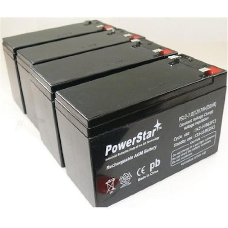 Powerstar PowerStar PS12-7-4Pack 12V 7Ah Sla Battery Replaces Ub1280 Np8.5-12 Ps-1280 Gp1280 12V Bp8-12; 4 Pack PS12-7-4Pack
